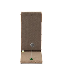 Zeus & Ruta Indoor Cat Scratching Board with Corrugated Cover, Bell, and Interactive Toy