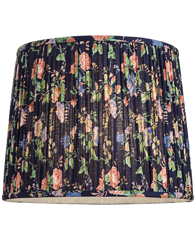 Springcrest Sally 13" Top x 15" Bottom x 12" High x 12" Slant Print Lamp Shade Replacement Pleated Rose Floral Spider Harp Finial