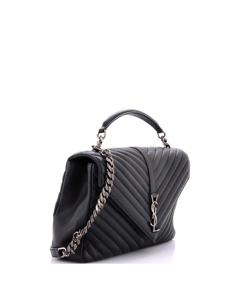 Pre-Owned Saint Laurent Classic Monogram College Bag Matelasse Chevron Leather