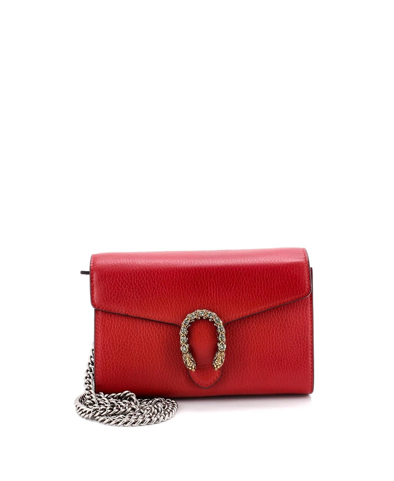 Pre-Owned Gucci Small Dionysus Chain Wallet Leather with Embellished Detail