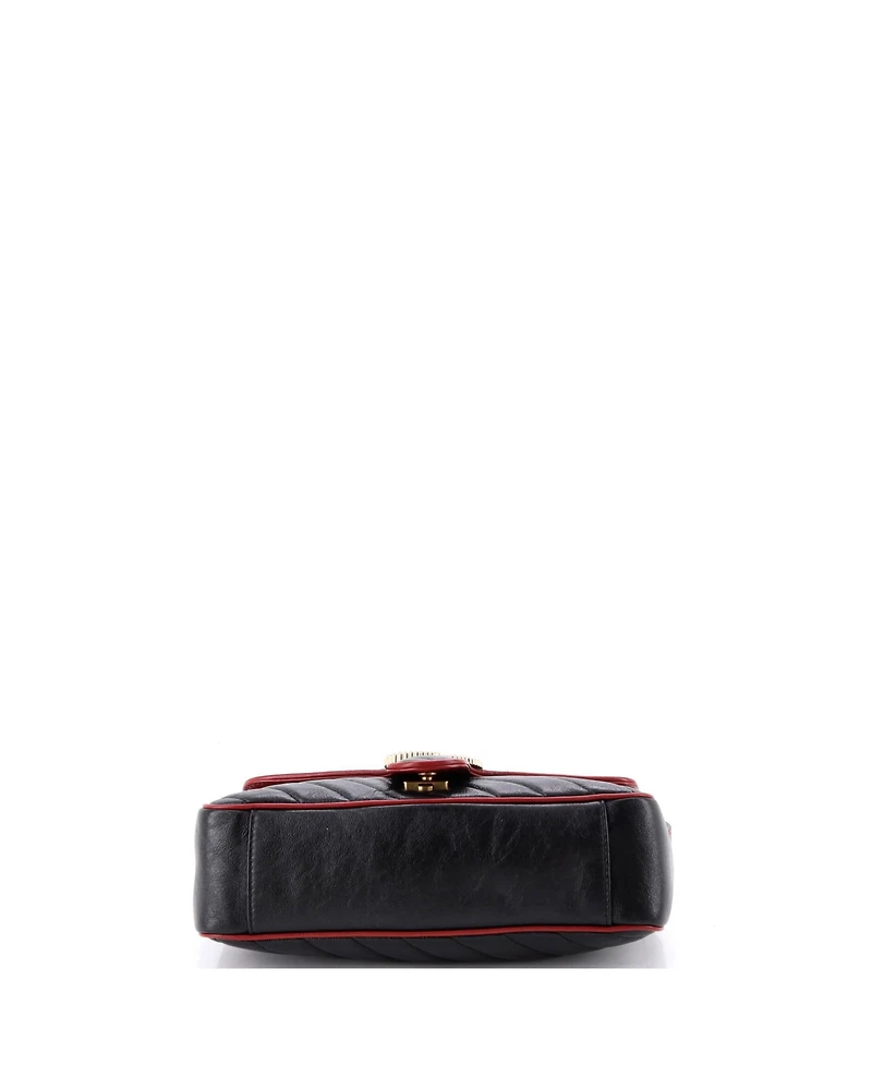 Pre-Owned Gucci Small Gg Marmont Flap Bag Diagonal Quilted Leather