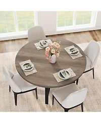 gaomon 47" Round Dining Table for 4, Kitchen Dining Room Table with Sturdy Metal Frame, Wood Circle Kitchen Table for Space Saving