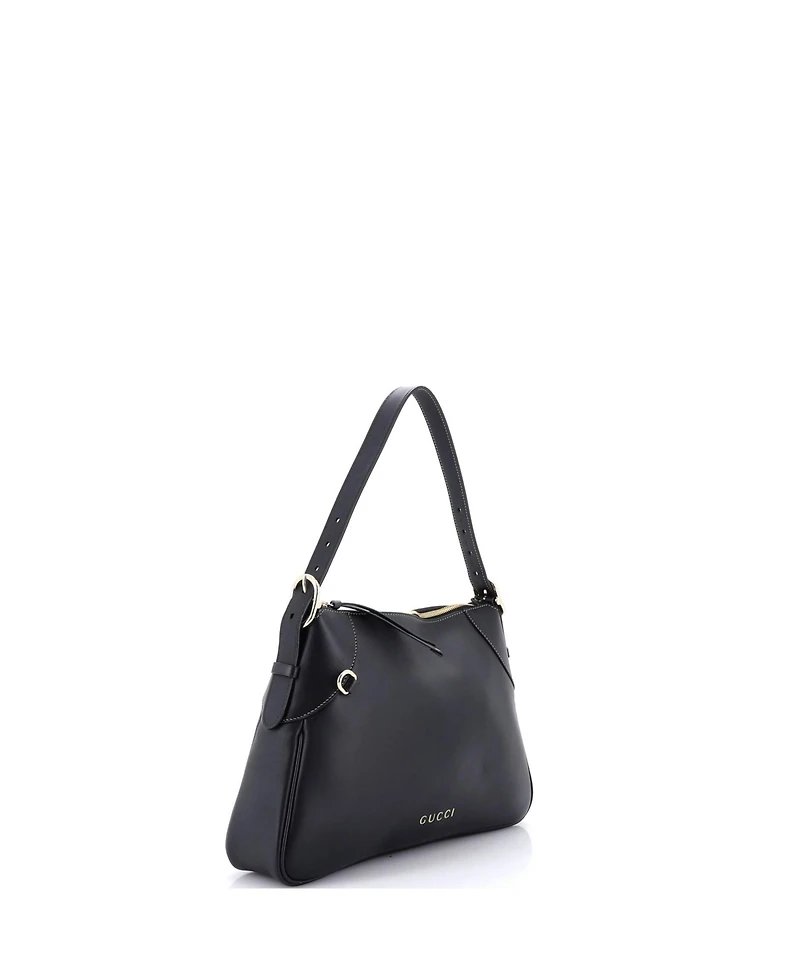 Pre-Owned Gucci Medium Emblem Shoulder Bag Leather