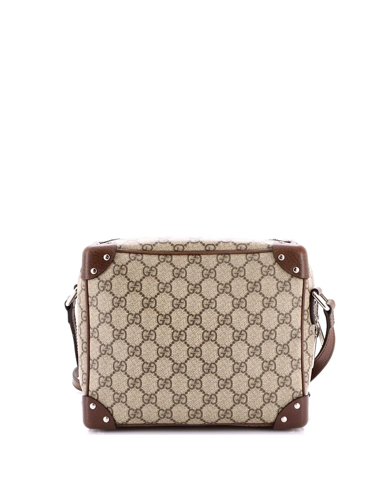 Pre-Owned Gucci Trunk Shoulder Bag Gg Coated Canvas with Studded Leather