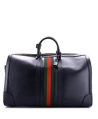 Pre-Owned Gucci Large Savoy Web Convertible Duffle Bag Leather