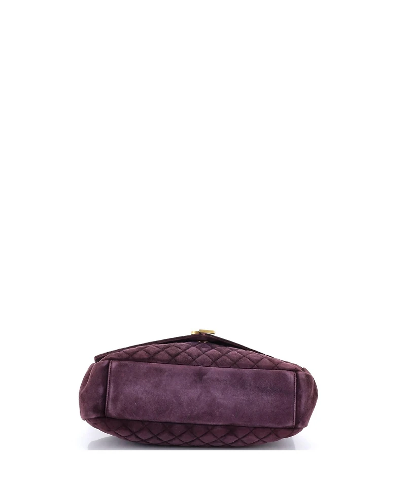 Pre-Owned Saint Laurent Large Classic Monogram Slouchy Envelope Satchel Quilted Suede