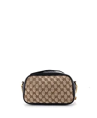 Pre-Owned Gucci Small Gg Marmont Shoulder Bag Diagonal Quilted Gg Canvas with Leather