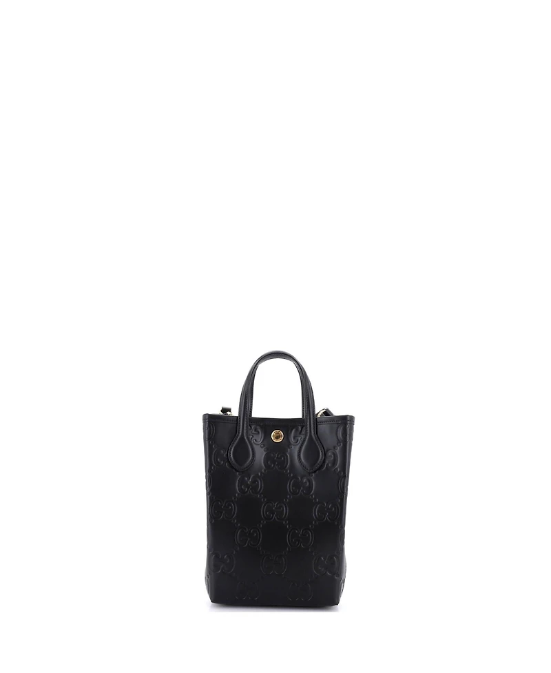 Pre-Owned Gucci Mini Vertical Tote Gg Embossed Leather
