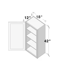 Boyel Living W18" Wall Cabinet with Full Overlay Hdf Door for Custom Kitchen or Bathroom