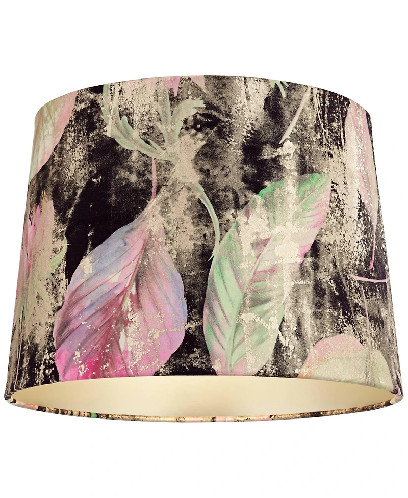 Springcrest 13" Top x 15" Bottom x 11" High x 11" Slant Print Lamp Shade Replacement Drum Leaves Spider Harp Finial