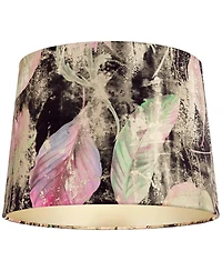 Springcrest 13" Top x 15" Bottom x 11" High x 11" Slant Print Lamp Shade Replacement Drum Leaves Spider Harp Finial