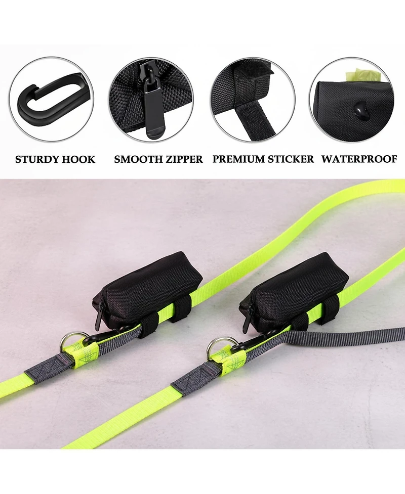 Aronkl 2 Pack Dog Poop Bag Holder Leash Dispenser 4 Rolls 80 Bags 600D Oxford