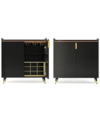 gaomon Liquor Cabinet with Wine Racks and Buffet Sideboard, Modern Coffee Bar Fluted Texture Storage Drawers for Kitchen