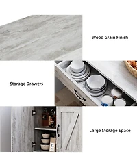 gaomon Kitchen Pantry Storage Cabinet with Microwave Stand, Freestanding Hutch Cabinet with Buffet Cupboard, Tall Kitchen Cabinets