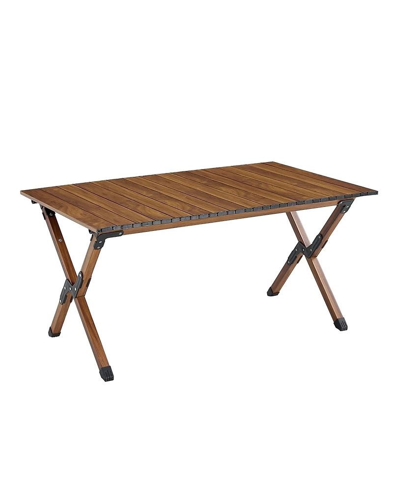 Clihome 1-piece Folding Outdoor Table,Lightweight Aluminum Roll-up Rectangular Table