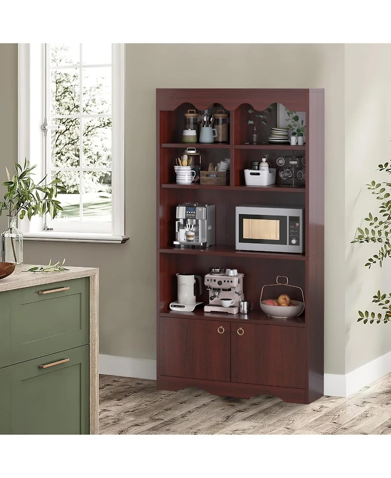 gaomon 63" Tall 5-Tier Retro Wooden Bookshelf, Open Floor Storage Organizer for Bedroom and Office