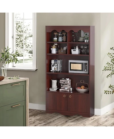 gaomon 63" Tall 5-Tier Retro Wooden Bookshelf, Open Floor Storage Organizer for Bedroom and Office