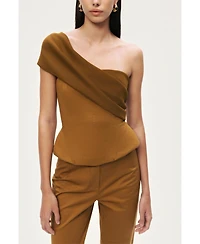 Nocturne Women's One-Shoulder Draped Gabardine Bustier