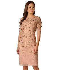 Adrianna Papell Beaded Floral Sheath Dress