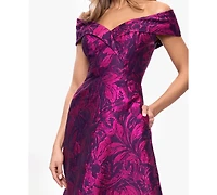 Xscape Women's Off-The-Shoulder Neck Midi Dress