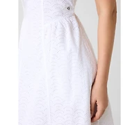 Guess Women's Cotton Sharon Sangallo Square Neck Midi Dress