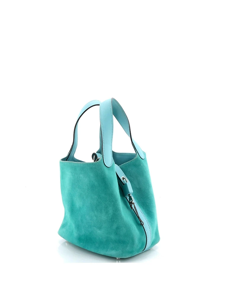 Pre-Owned HERMES Pm Picotin Lock Bag Doblis Suede and Swift