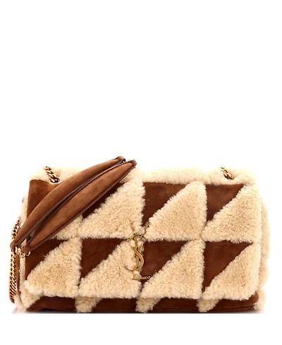 Pre-Owned Saint Laurent Medium Jamie Flap Bag Quilted Suede and Shearling