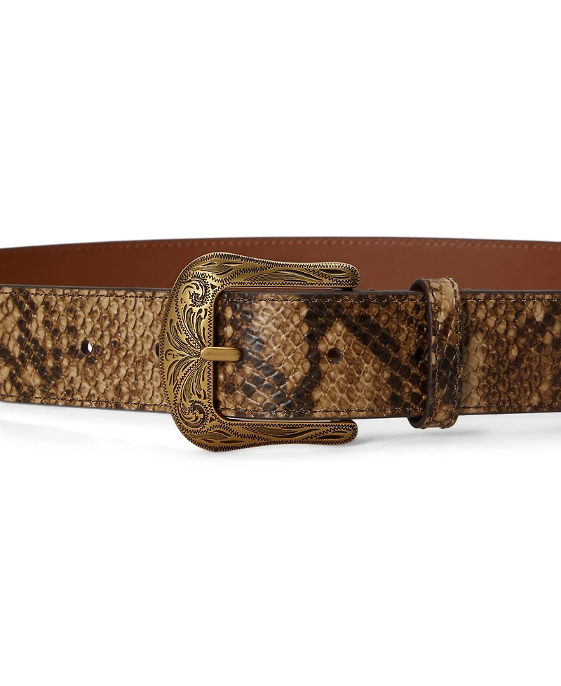 Lauren Ralph Python Embossed Leather Belt