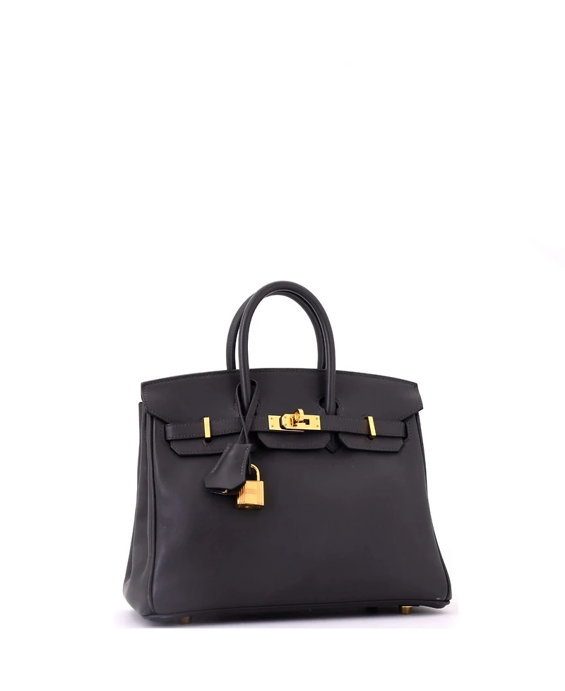 Pre-Owned HERMES Birkin 25 Handbag Grey Jonathan with Gold Hardware