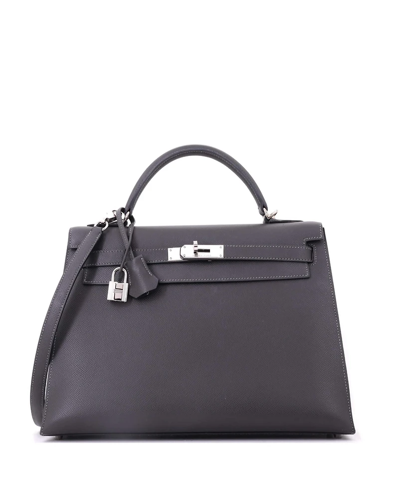 Pre-Owned Hermes Kelly Handbag Epsom with Palladium Hardware