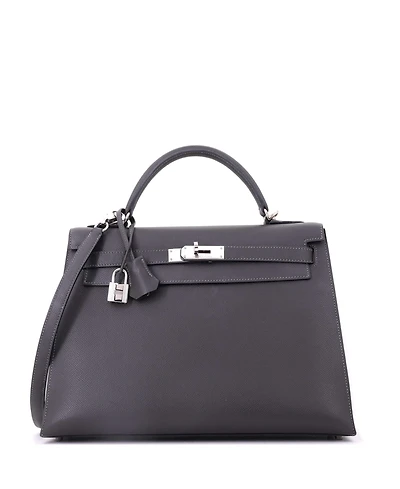 Pre-Owned Hermes Kelly Handbag Epsom with Palladium Hardware