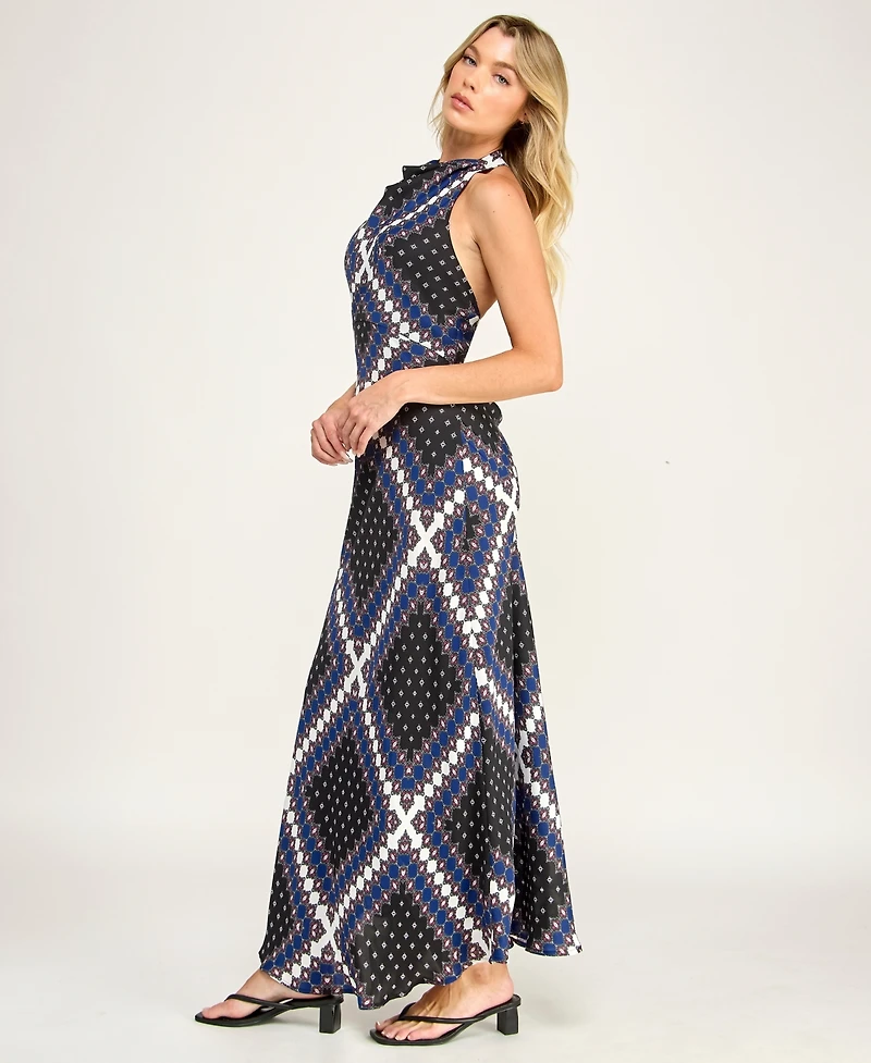 Invitee Juniors' Printed Halter Neck Maxi Dress