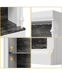 gaomon 5 tier open bookcase with Roman column design, Led lights, adjustable wood grain shelves, freestanding display storage.