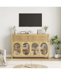 gaomon 55" Large Sideboard Buffet Cabinet with Storage and 2 Fluted Drawer Front, Buffet Table Coffee Bar Storage Cabinet