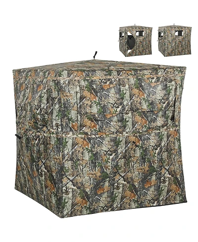 Outsunny Hunting Blind for 2 Person, Pop Up Blind with 270-Degree View