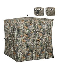 Outsunny Hunting Blind for 2 Person, Pop Up Blind with 270-Degree View