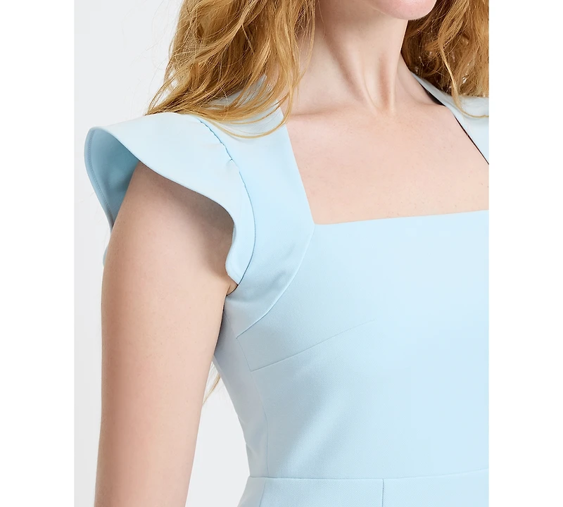 French Connection Women's Square Neck Flutter Sleeve Mini Dress