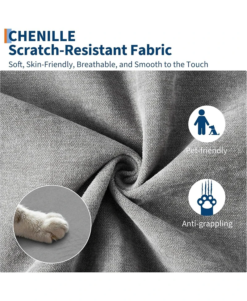 gaomon Modular Sectional Sofa- -Seater L-Shaped Couch with Movable Ottoman- Convertible Chenille Sofa