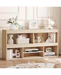 gaomon Kids Bookshelf with Drawer and 5-Cube Storage, Wooden Toy Organizer for Playroom and Nursery