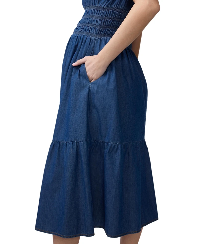 Ingrid + Isabel Maternity Sleeveless Chambray Midi Dress