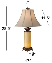 Barnes and Ivy 28.5" Tall Asian Inspired Table Lamps with Onyx Stone and Bell Shades, Set of 2