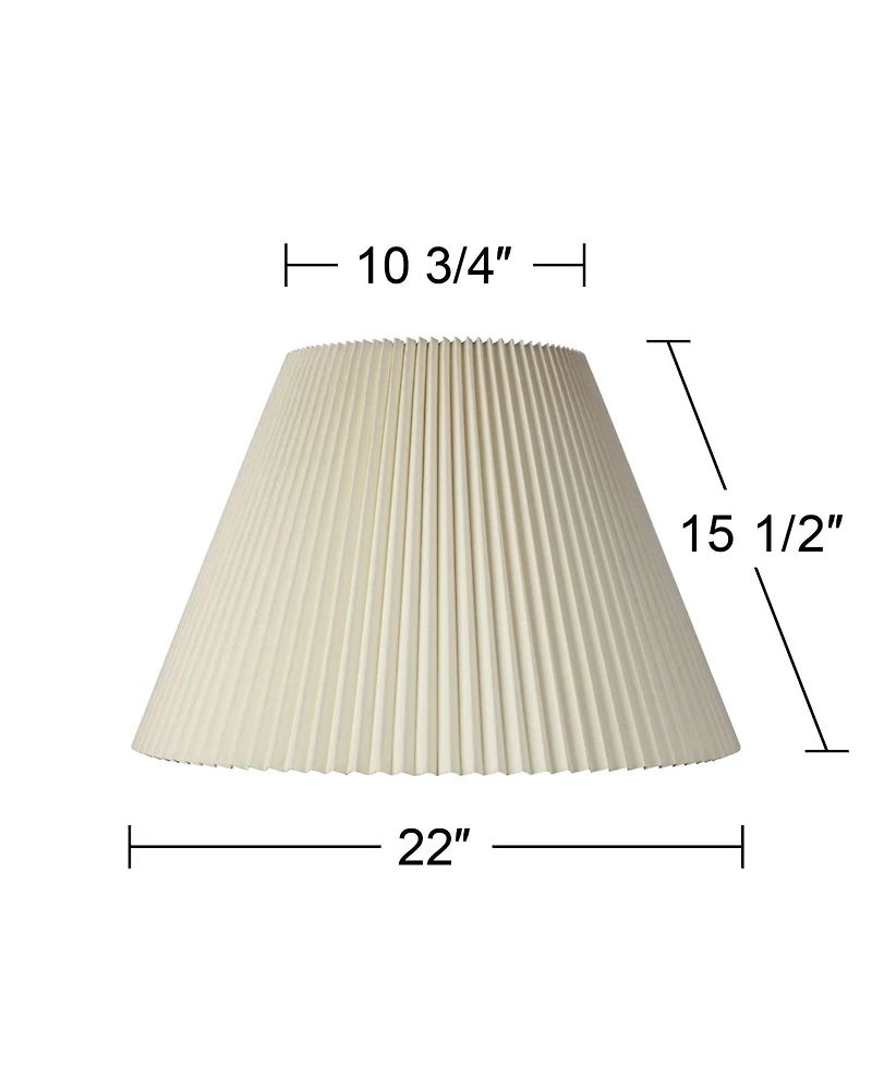 Springcrest Set of 2 Knife Pleat Empire Lamp Shades Large 10.75" Top x 22" Bottom x 15.5" High Spider with Harp and Finial