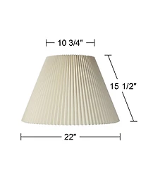 Springcrest Set of 2 Knife Pleat Empire Lamp Shades Large 10.75" Top x 22" Bottom x 15.5" High Spider with Harp and Finial