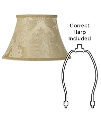 Springcrest Set of 2 Bell Print Lamp Brocade Large 10" Top x 17" Bottom x 11" High Spider Harp and Finial Fitting