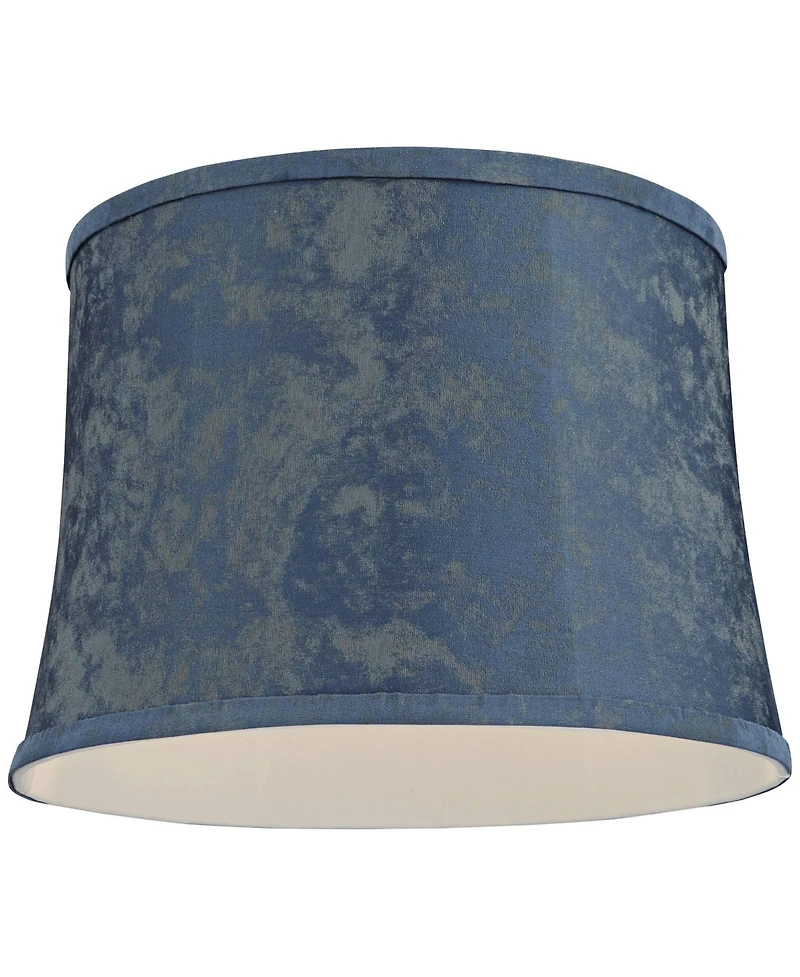 Springcrest Nagano 14" Top x 16" Bottom x 11 1/2" High x 11 1/2" Slant Print Lamp Shade Blue Drum Softback Washer Harp Finial