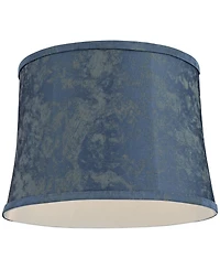 Springcrest Nagano 14" Top x 16" Bottom x 11 1/2" High x 11 1/2" Slant Print Lamp Shade Blue Drum Softback Washer Harp Finial