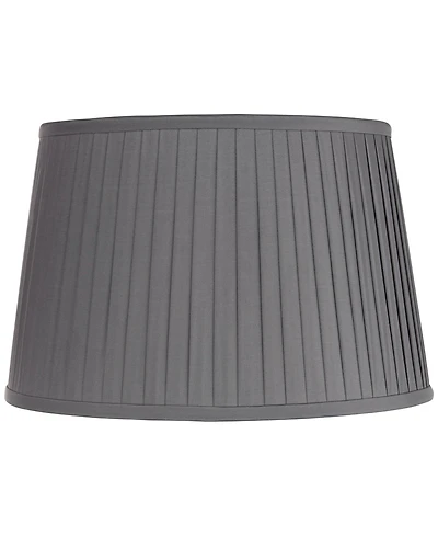 Springcrest 14" Top x 17" Bottom x 11" High x 11" Slant Lamp Shade Replacement Large Slate Empire Pleated Spider Harp Finial