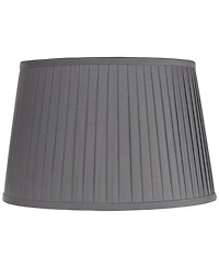 Springcrest 14" Top x 17" Bottom x 11" High x 11" Slant Lamp Shade Replacement Large Slate Empire Pleated Spider Harp Finial