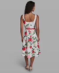 Karl Lagerfeld Paris Women's Printed Sleeveless Square Neck Polyester Dress