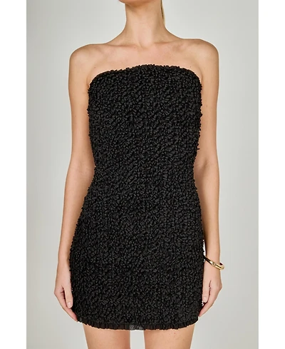 endless rose Women's Smocking detail tube mini dress